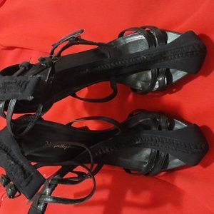 3.1 Phillip Lim Black Leather Strappy Stiletto.